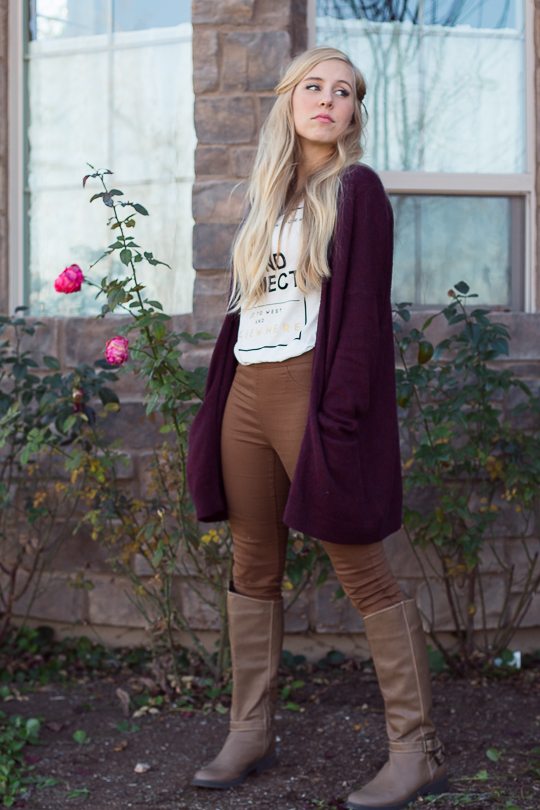 JC-21 Brown Boots + Burgundy Sweater-24